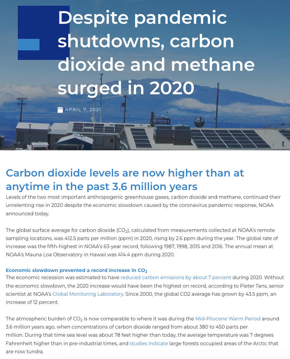 Despite Pandemic Shutdowns, Carbon Dioxide and Methane Surged in 2020