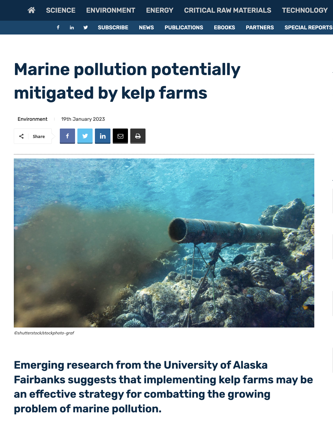 Marine Pollution Potentially Mitigated by Kelp Farms