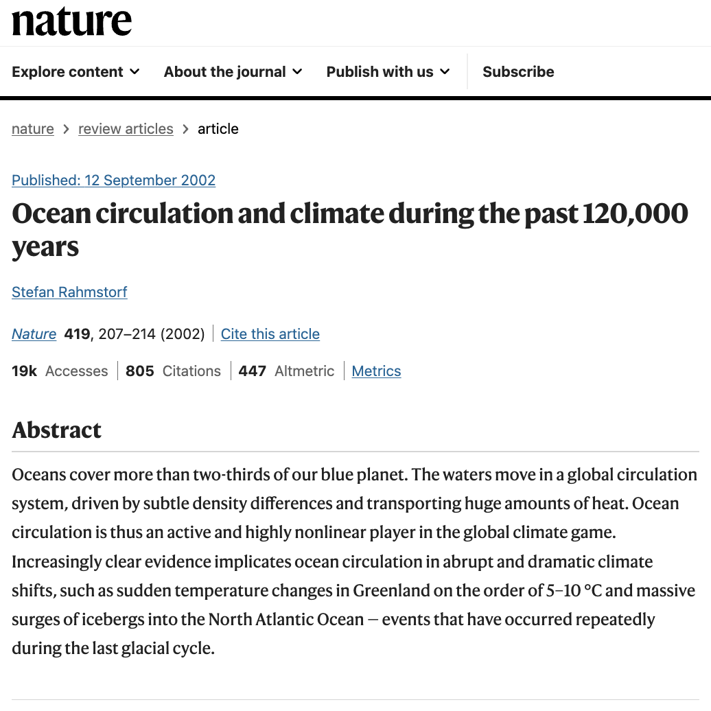 Ocean Circulation and Climate During the Past 120,000 Years